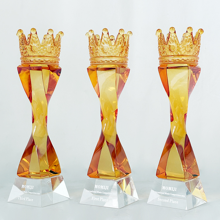 Amber Crown Crystal Glass Awards Trophy MH-LJ0627