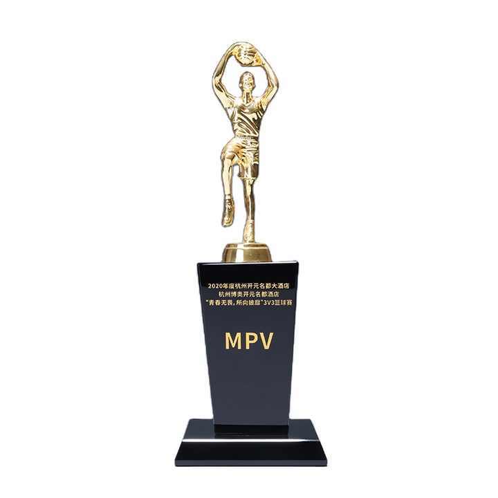 Factory Direct  K9 Crystal Metal  MVP Basketball Trophy With Custom Design