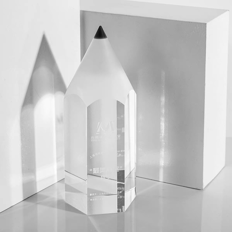 Green Clear Pencil Shape Crystal Trophy Awards for Education Graduation Gift MH-J0736