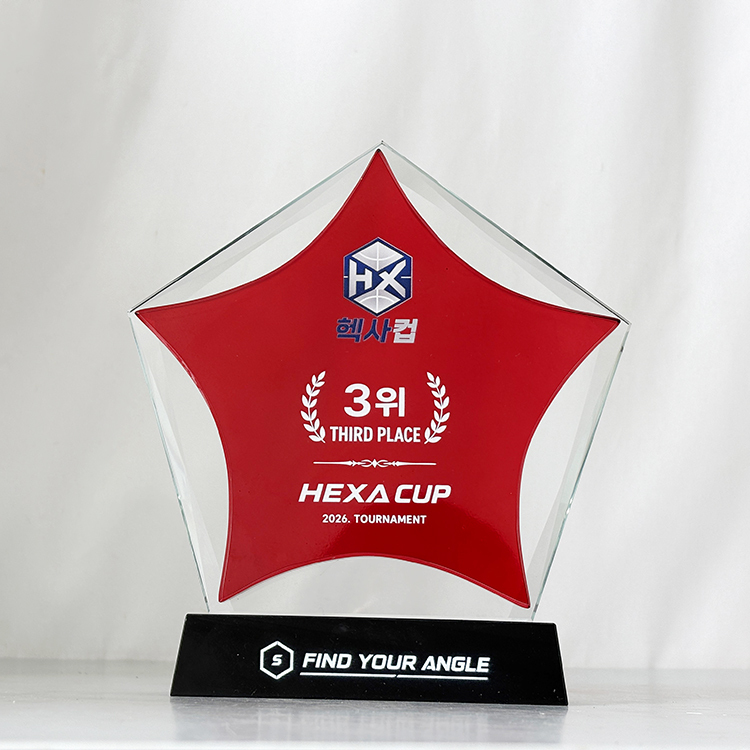Red Star Optical Crystal Glass Trophy Plaque MH-LJ0628