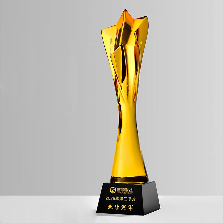 Yellow Star Tower Crystal Glass Awards Trophies MH-LJ0682