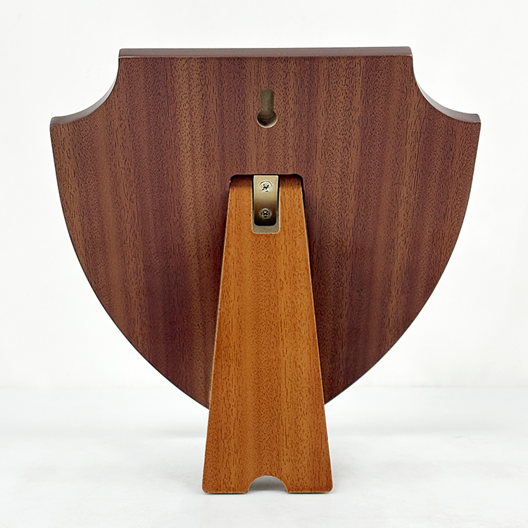 20x25cm Shield Shape Wooden Certificate Award with Silver Blue Metal Plate MH-LJ0752
