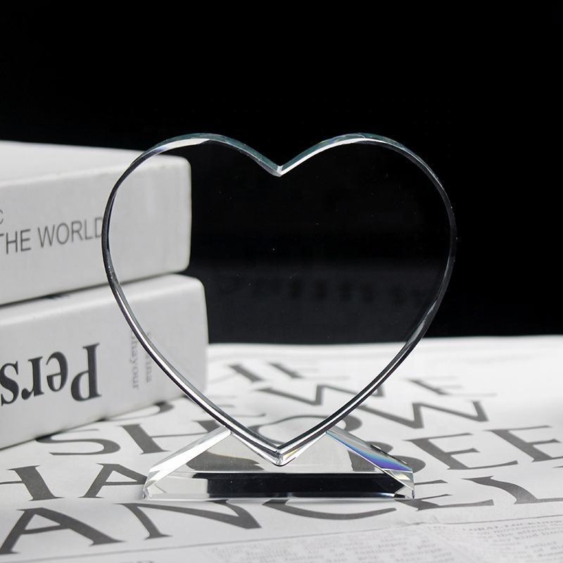 Custom Blank Crystal Trophy Award Personalized Blank Award Crystal Glass Romantic DIY Heart Trophy Designs