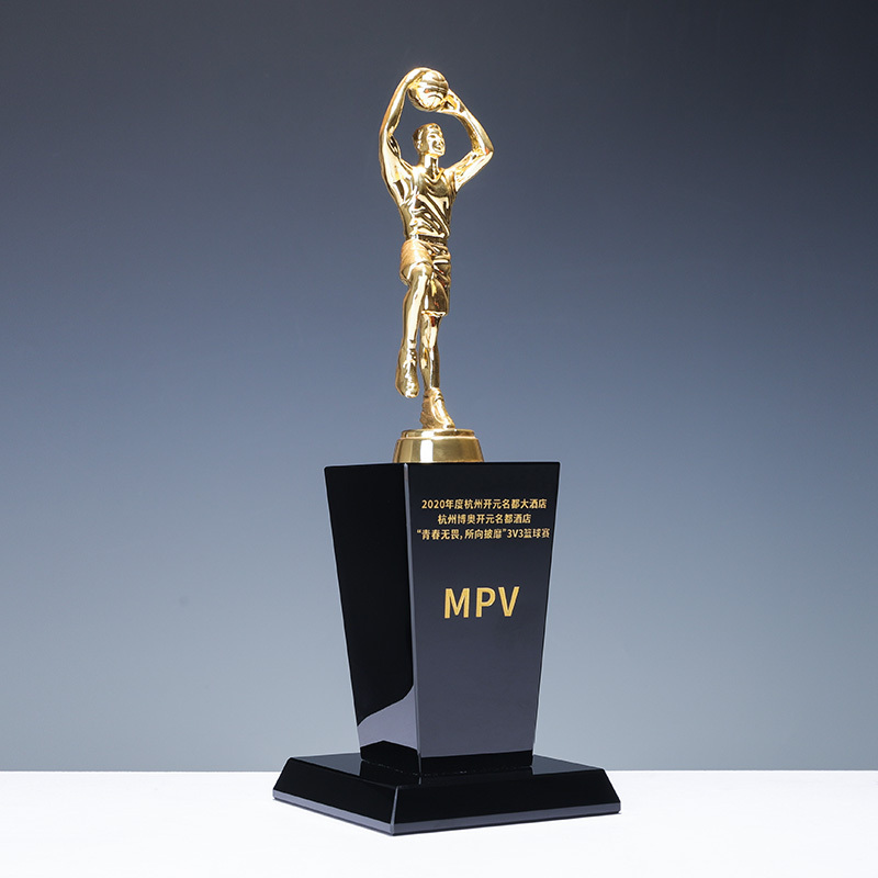 Factory Direct  K9 Crystal Metal  MVP Basketball Trophy With Custom Design