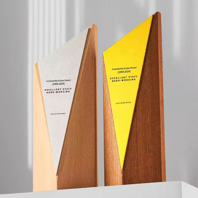JN Customized Wooden Trophy Awards Crystal Custom Laser Engraving With Wordings or Text for Sports Events