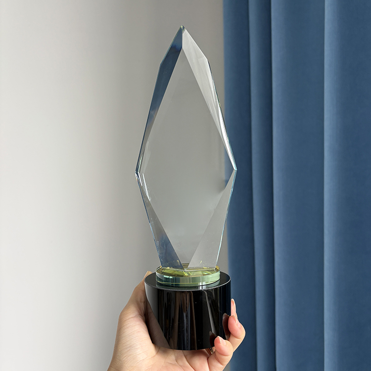 Blank Glass Crystal Trophy with Round Black Base MH-J0655