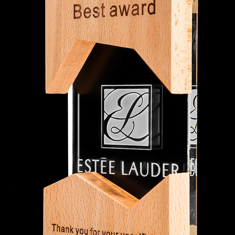Fashion China MDF Cube Shape UV Printed Engraving Awards Trophies for Office Gift
