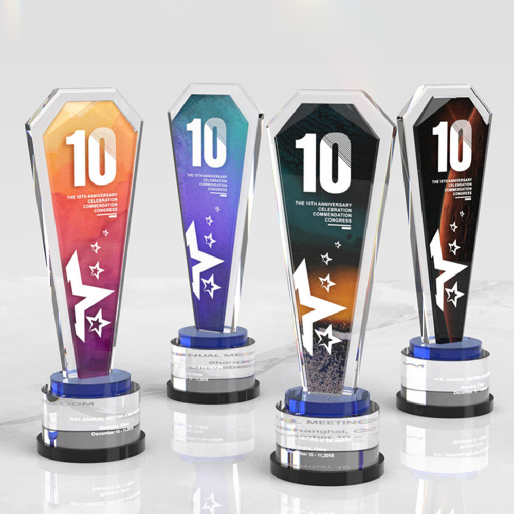 Crystal Glass Trophy Custom, Glass Award Gold Trophies Clear Unique New Design Hot Sale Europe Classic Custom Acrylic Trophy/
