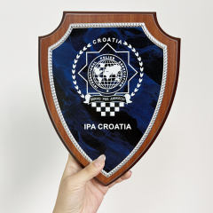 with silver blue plate