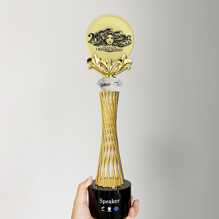 Gold Metal with Round Crystal Trophy Awards MH-LJ0654