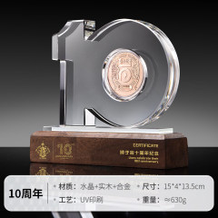10th anniversary inlaid coin