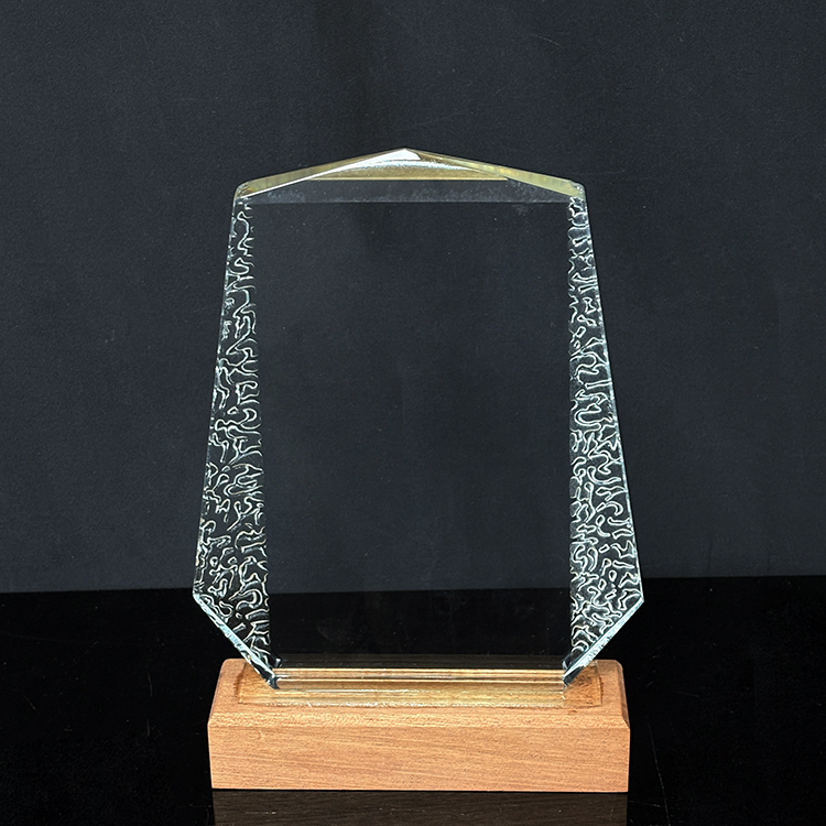 Blank Diamond Plaque Crystal Trophy with Wooden Base  MH-LJ0721