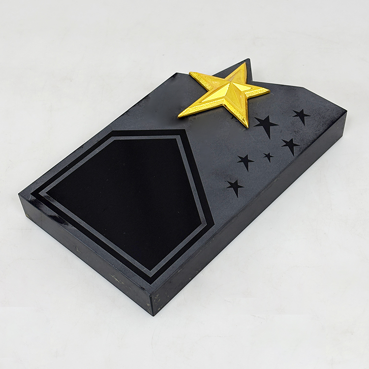 Black Crystal with Gold Metal Star Crystal Trophy Awards MH-MJ0738