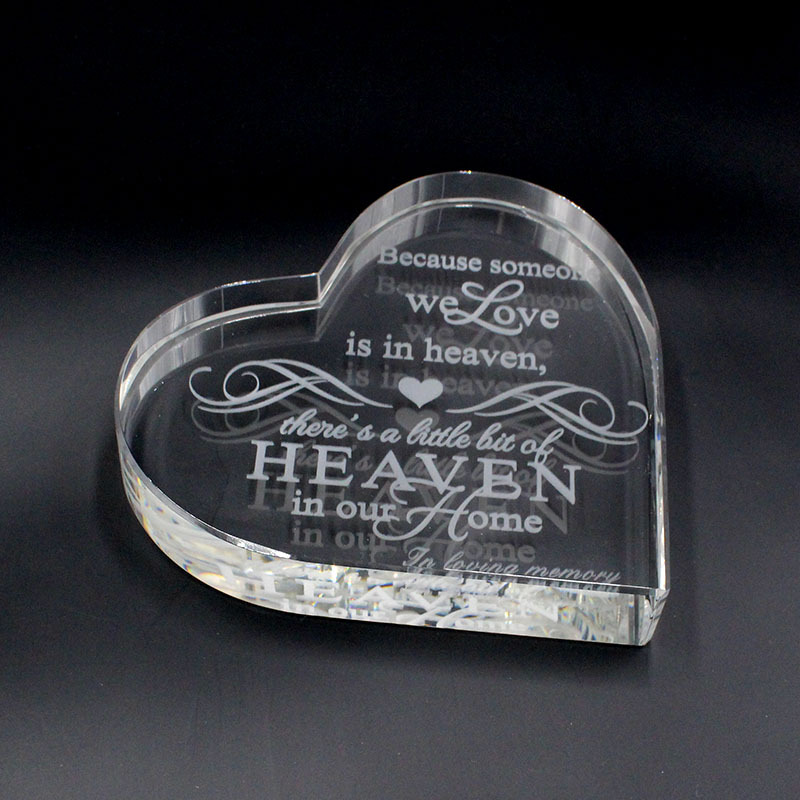 Honor of Crystal Personalized 2d 3d Crystal Text Engraved Blank Heart-shaped Laser Cube