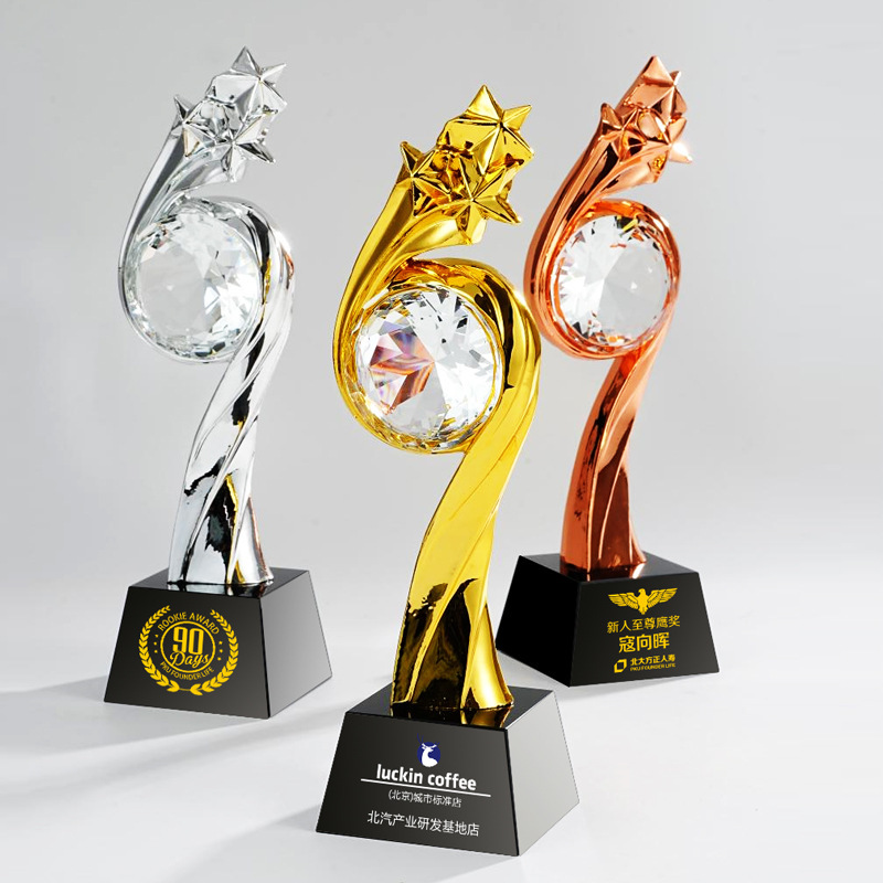Honor of Crystal Customized Logo Trophy High Quality Transparent Excellent Honor Award Resin Crystal Trophy