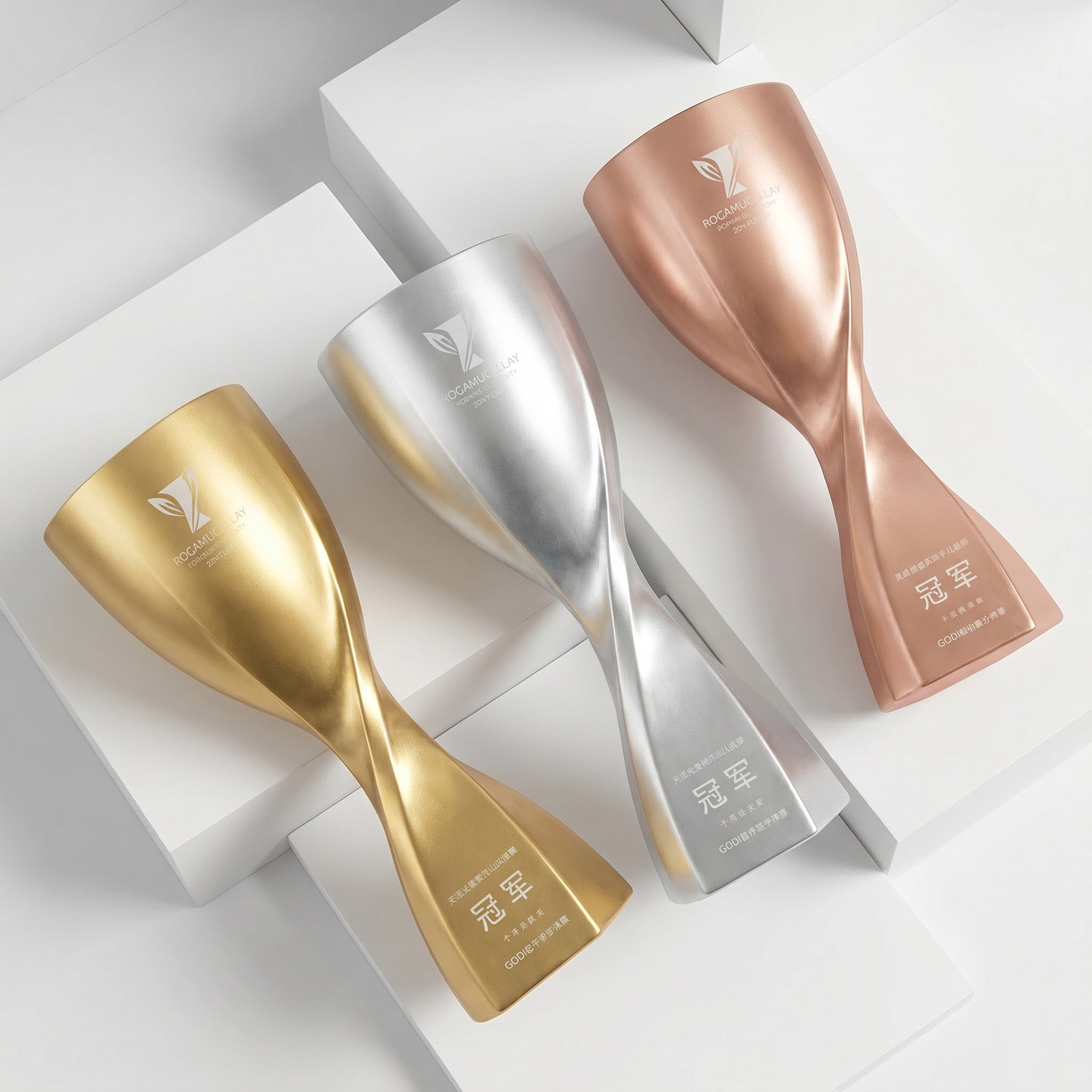 Custom Gold, Silver and Bronze Resin Trophies Creative High-End Engraved Awards for Competition Teams Champion Runner-Up