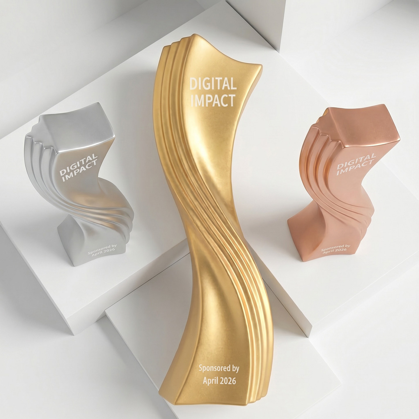 Customization Irregular Twisted Resin Trophy Excellent Employees Gold Silver Copper Imitate Metal Resin Trophy