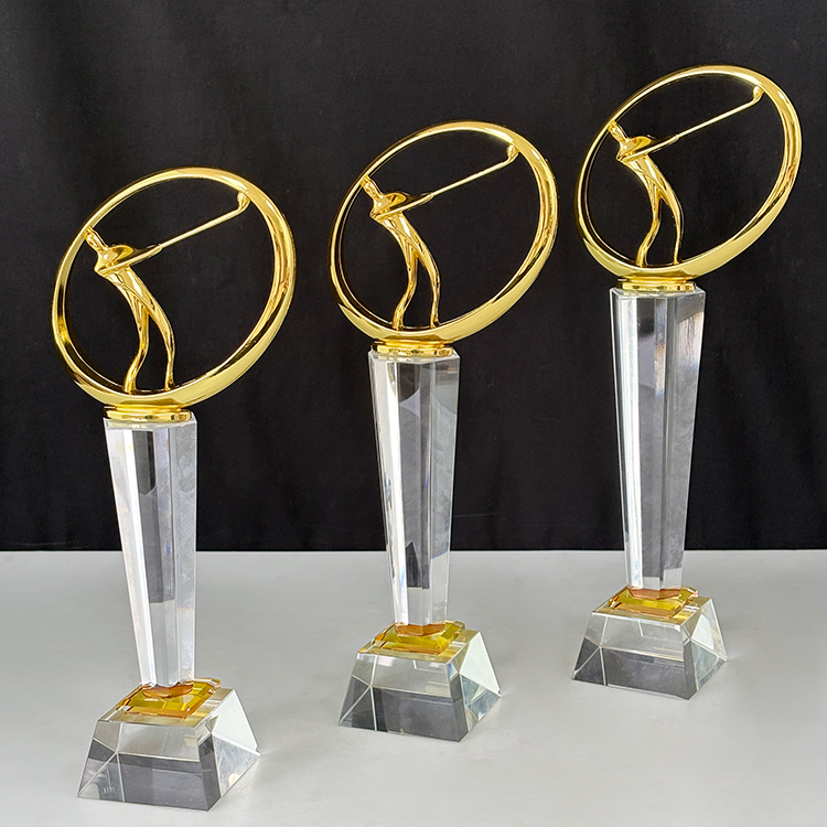 Gold Metal Golfer Crystal Golf Sports Trophy MH-LJ0615
