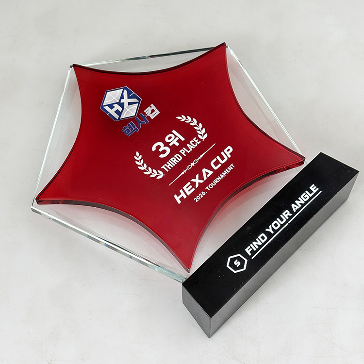 Red Star Optical Crystal Glass Trophy Plaque MH-LJ0628