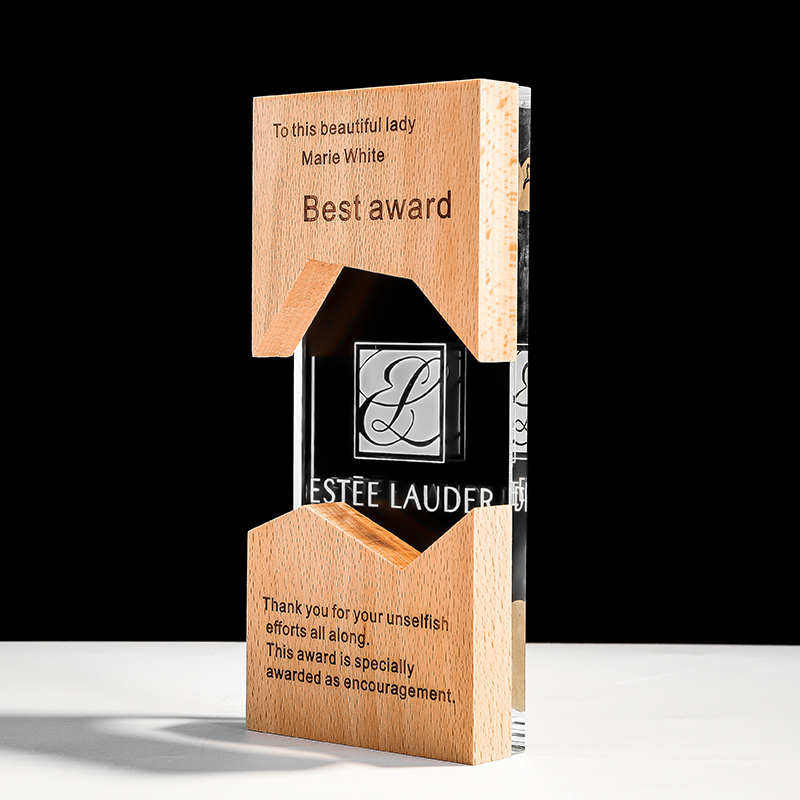Fashion China MDF Cube Shape UV Printed Engraving Awards Trophies for Office Gift