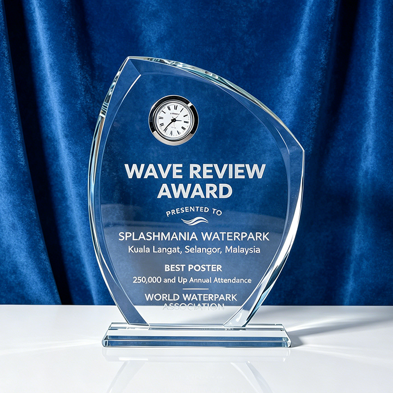 Decorative Crystal Award Clock Trophy Hand Crafted UV Printed Laser Engraving Custom Personalized Glass Crystal Trophy for