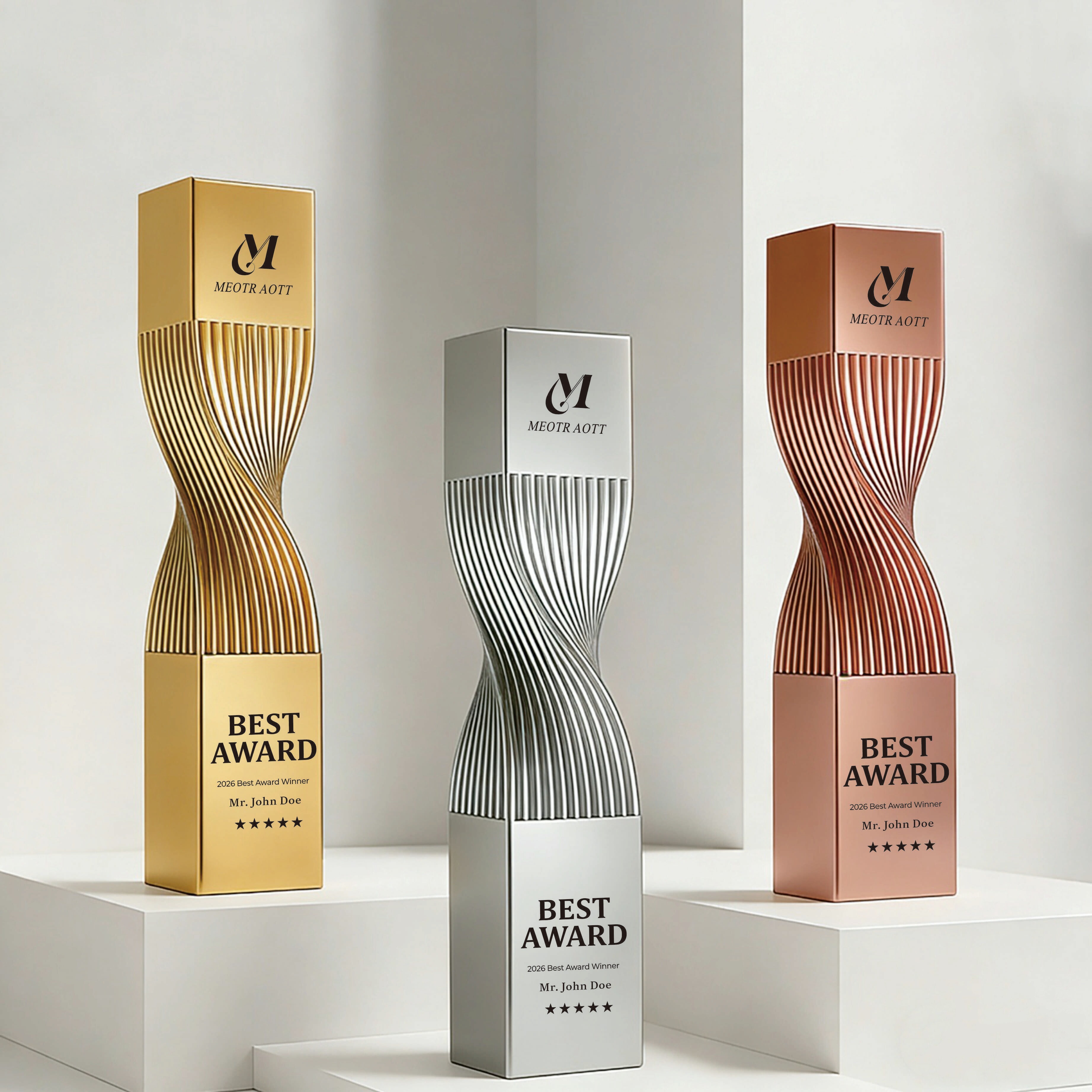 High End Luxury Creative Twisted Column Trophy Annual Award Competition Commemorative Customized Trophy