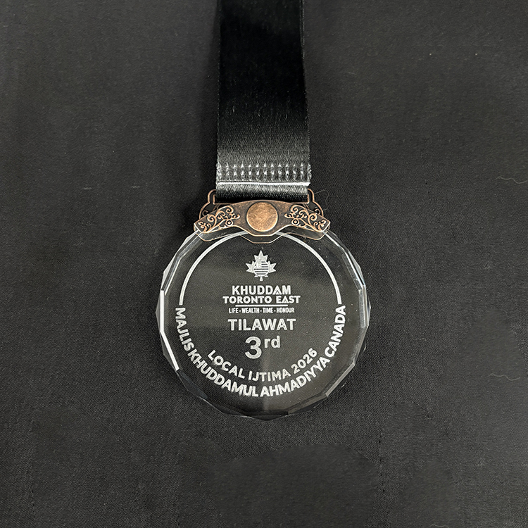 Gold Silver Bronze Metal Personalized Clear Glass Crystal Medal with Ribbon MH-LJ0751