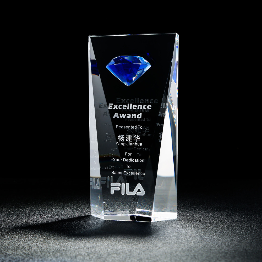 Factory Direct Yiwu Wholesale K9 Diamond Crystal Award Trophy Custom Logo Blank Crystal Award Trophy for Competitions & Events