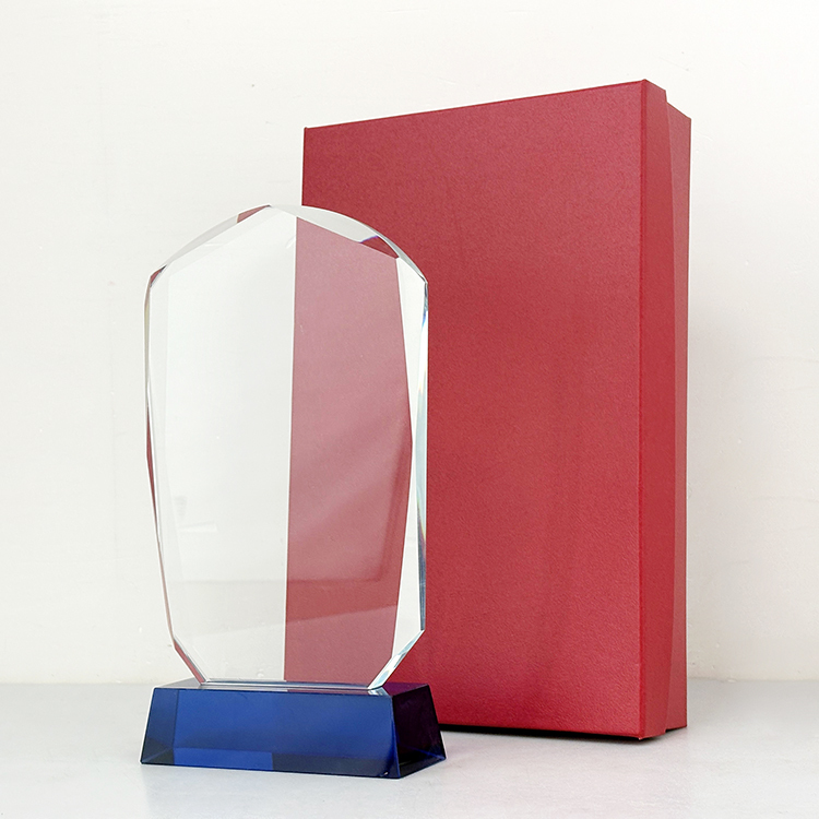 Blank Rectangle Crystal Trophy with Blue Base MH-J0733
