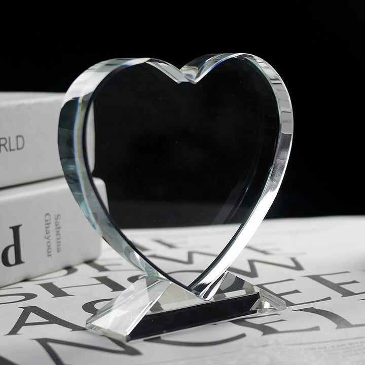 Custom Blank Crystal Trophy Award Personalized Blank Award Crystal Glass Romantic DIY Heart Trophy Designs