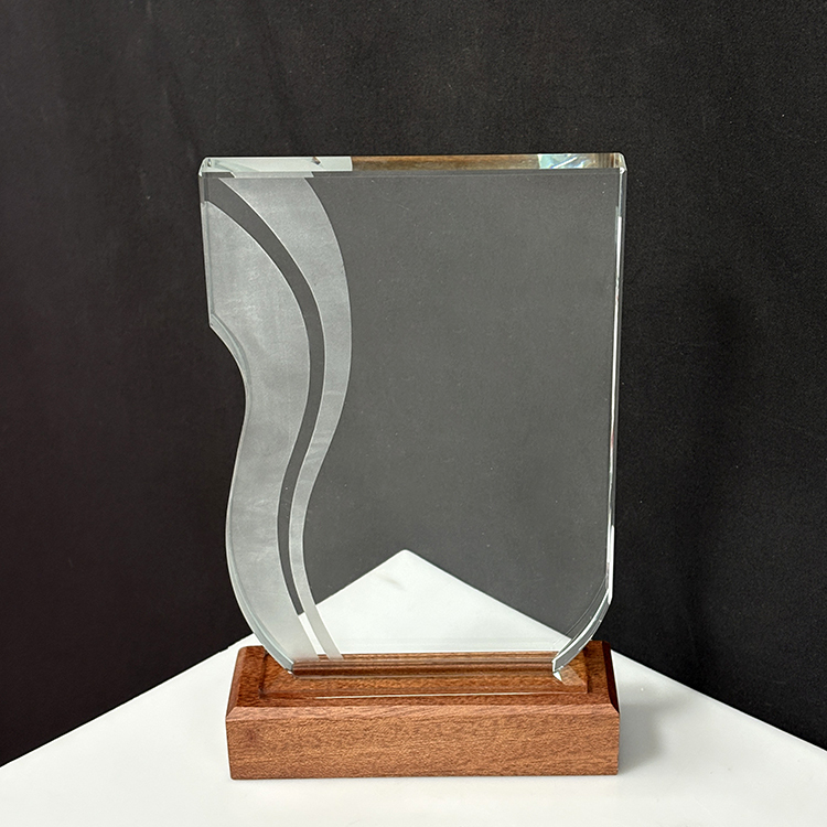 Blank Rectangle Crystal Trophy with Wooden Base MH-LJ0719