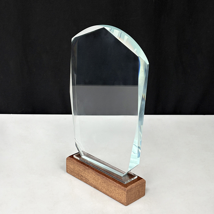 Blank Plaque Crystal Trophy with Wooden Base  MH-LJ0730