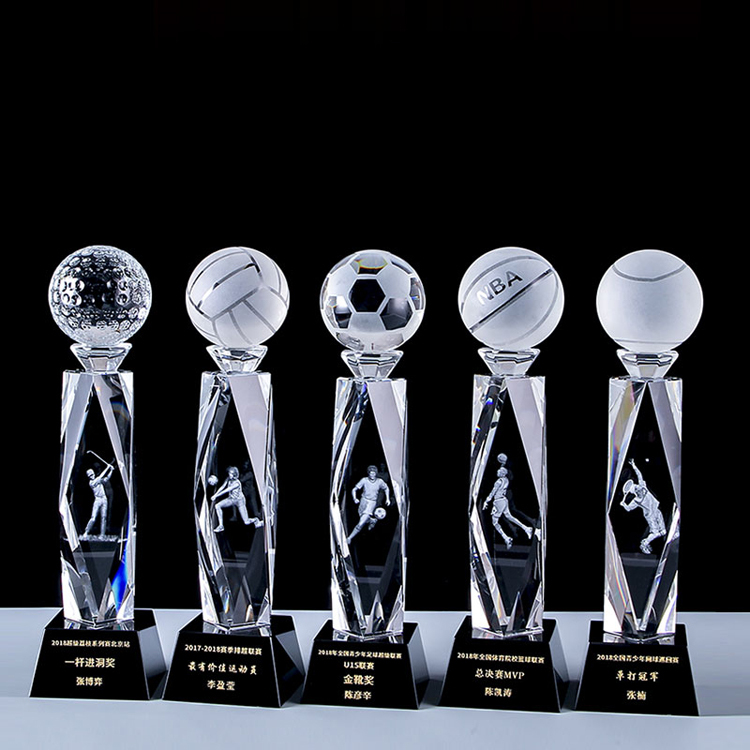 High Quality Custom Basketball Football Sports Crystal Trophy for Crystal Souvenir Crafts