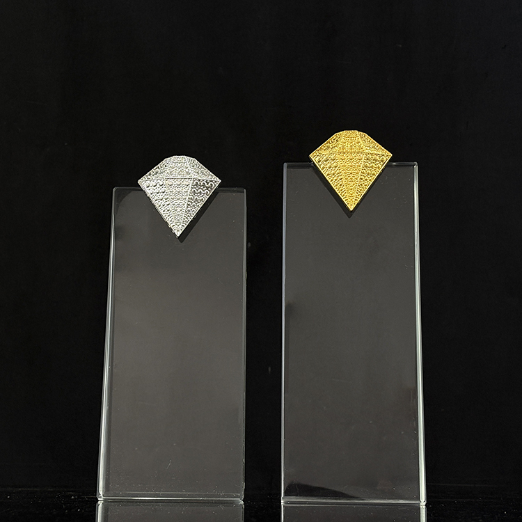 Gold Silver Metal Diamond Crystal Glass Awards Plaque Trophy MH-LJ0690