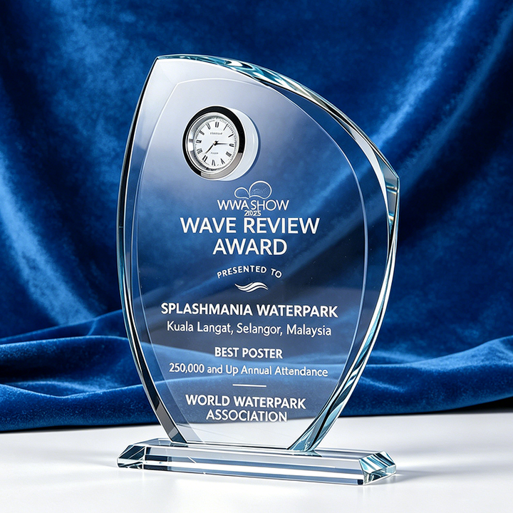 Decorative Crystal Award Clock Trophy Hand Crafted UV Printed Laser Engraving Custom Personalized Glass Crystal Trophy for