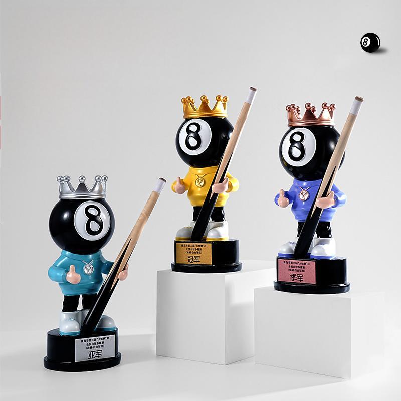 Custom Black Eight Figurine Trophy Eco-friendly Resin Trophy for Billiard Events