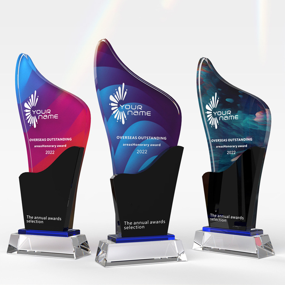 Crystal Glass Trophy Custom, Glass Award Gold Trophies Clear Unique New Design Hot Sale Europe Classic Custom Acrylic Trophy/