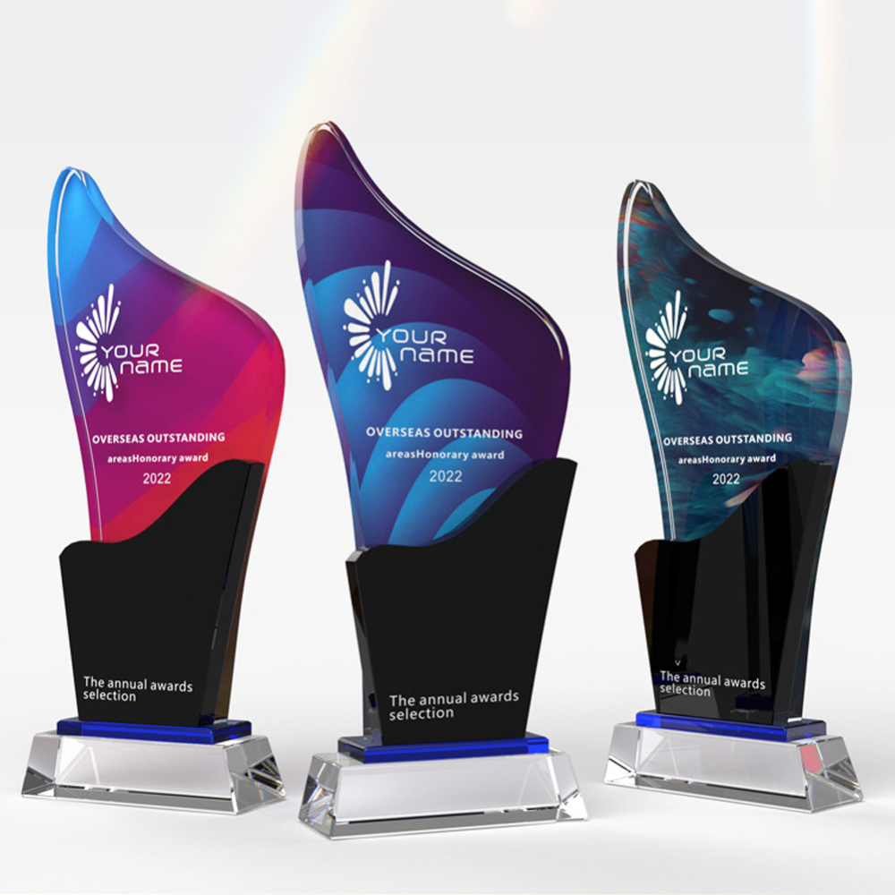 Crystal Glass Trophy Custom, Glass Award Gold Trophies Clear Unique New Design Hot Sale Europe Classic Custom Acrylic Trophy/