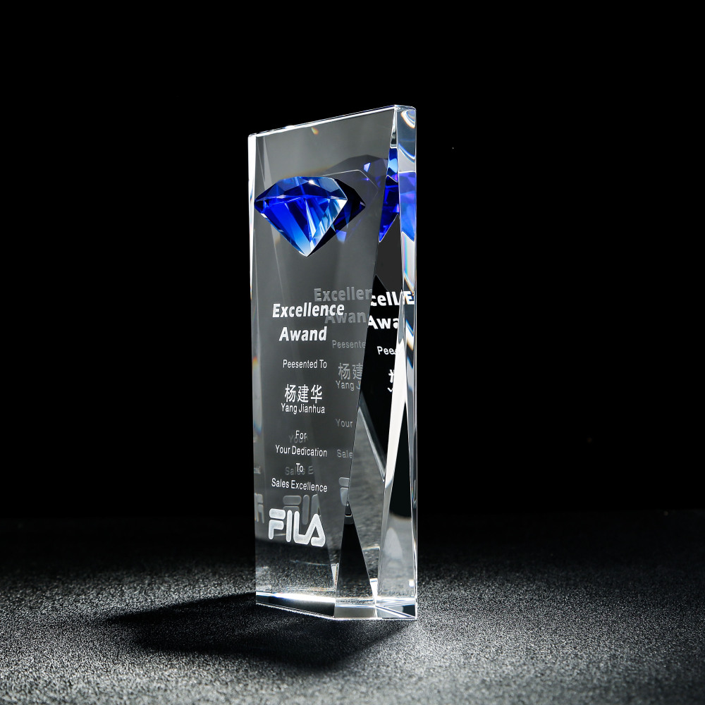 Factory Direct Yiwu Wholesale K9 Diamond Crystal Award Trophy Custom Logo Blank Crystal Award Trophy for Competitions & Events