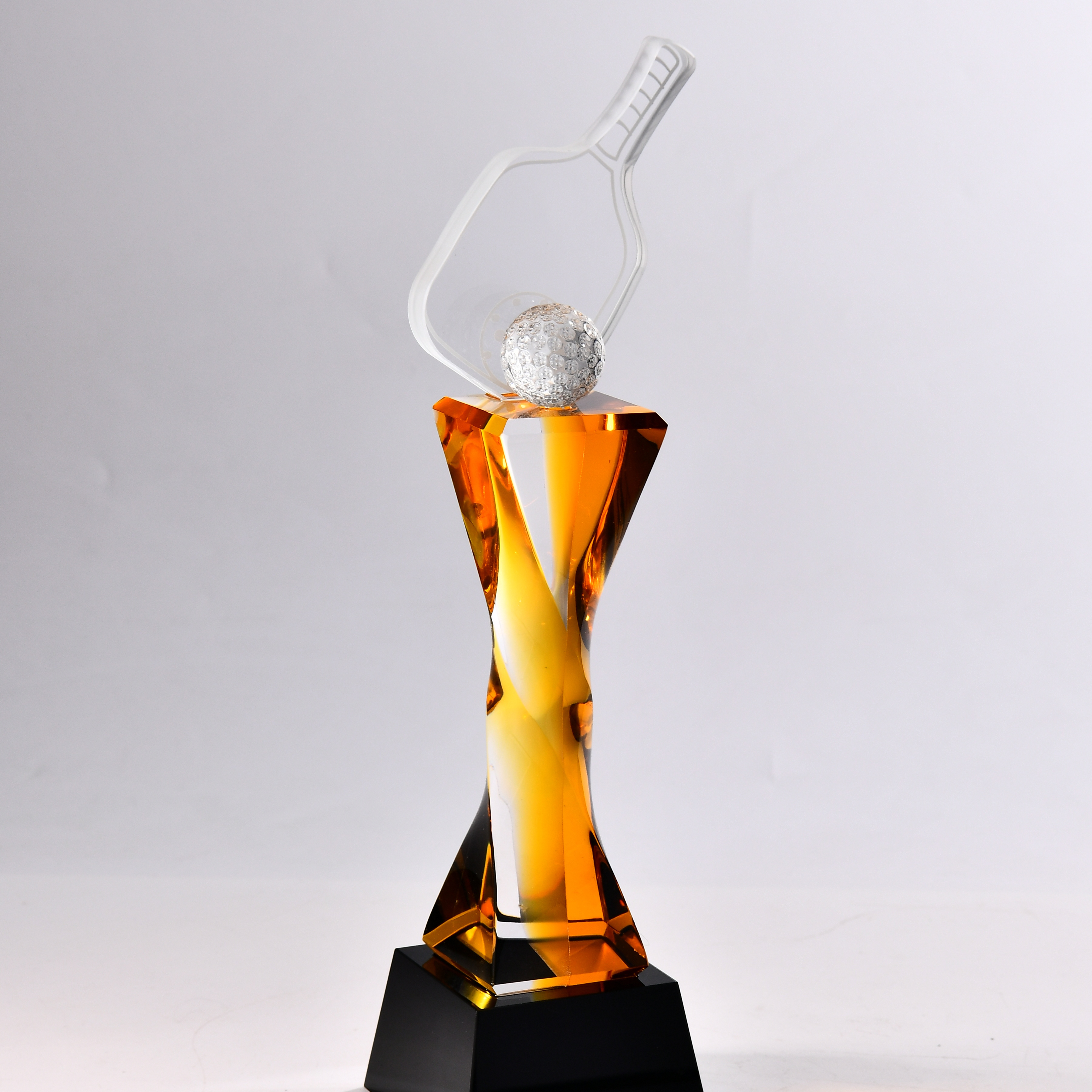 Hot-selling Transparent Amber Blue DIY Laser Engraved Geometric Shape Crystal Trophy for Sports Event Awards