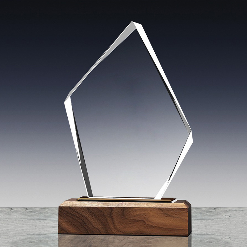 Manufacturing Wooden Trophy K9 Blank Crystal Glass Cheap Awards Personalized for Winners Souvenirs