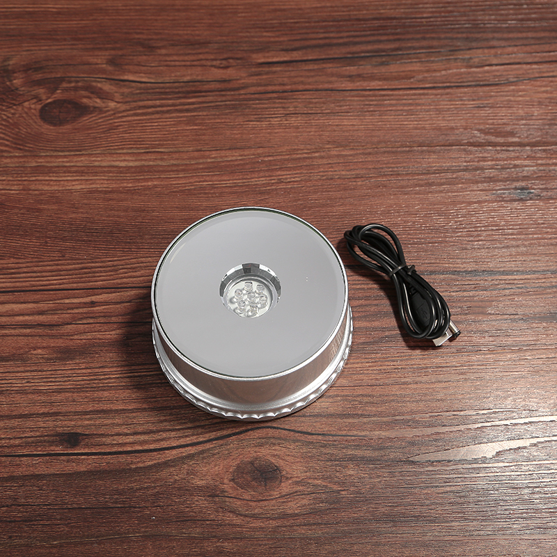 Yilan LB04 LED Silver Plastic Base Laser Engraved Color Lighting Night Light Round Base DIY Customizable Decoration