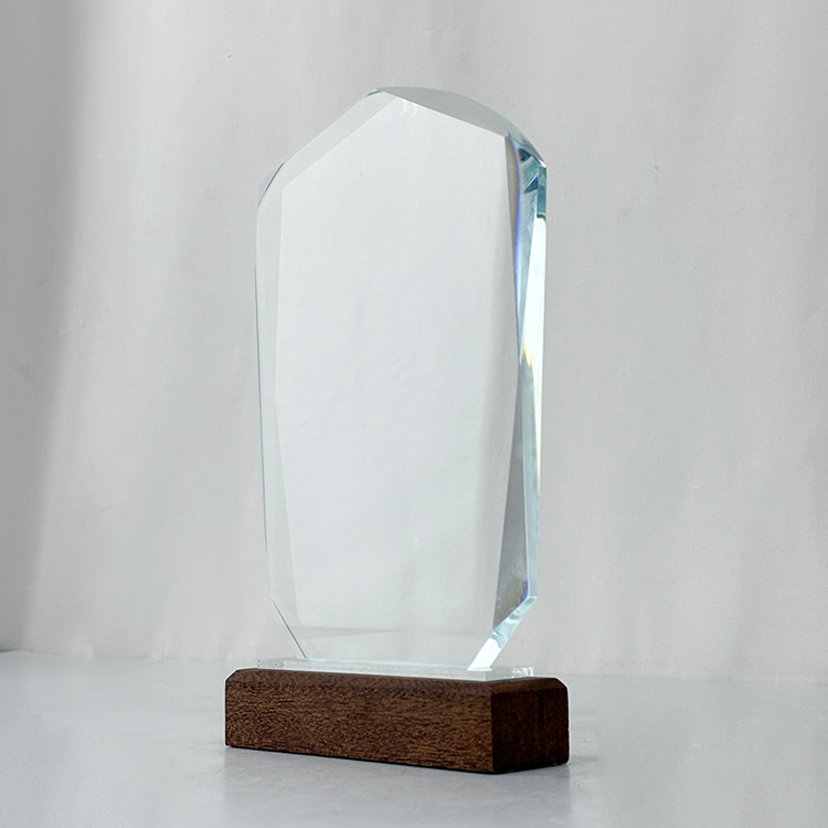 Blank Plaque Crystal Trophy with Wooden Base  MH-LJ0730