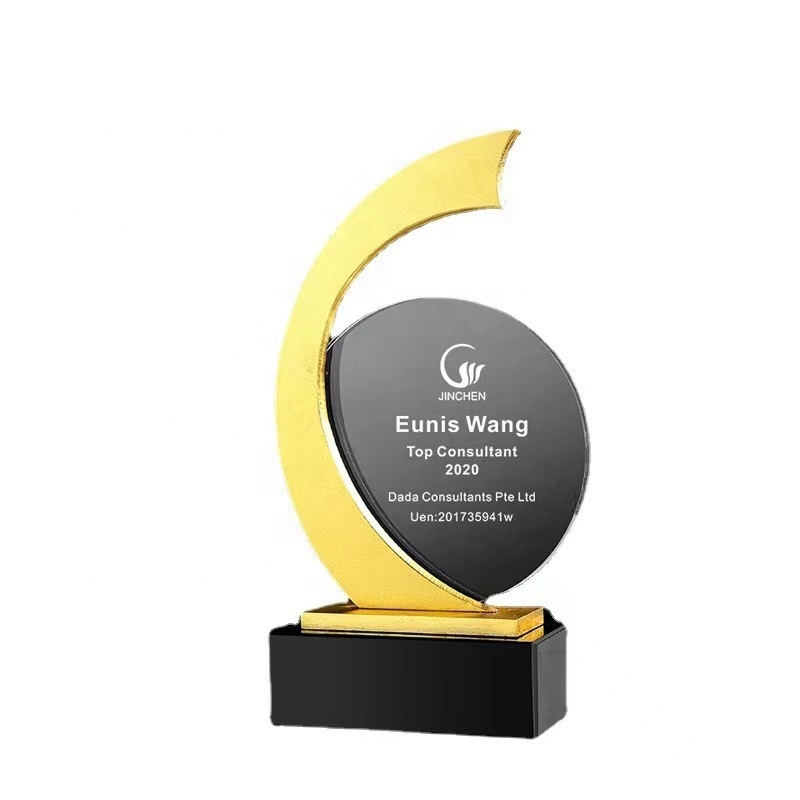 Honor of Crystal Metal Trophy Creative Custom Logo Outstanding Staff Memorial Trophy