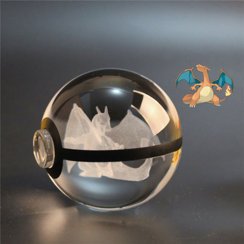 Glowing Pokeball Glass Crystal 8cm Pokemon Go Balls Night Lights Painting Handmade 3D Engraved Christmas Toys Gift Wholesale