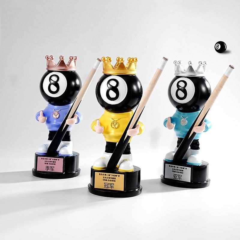 Custom Black Eight Figurine Trophy Eco-friendly Resin Trophy for Billiard Events