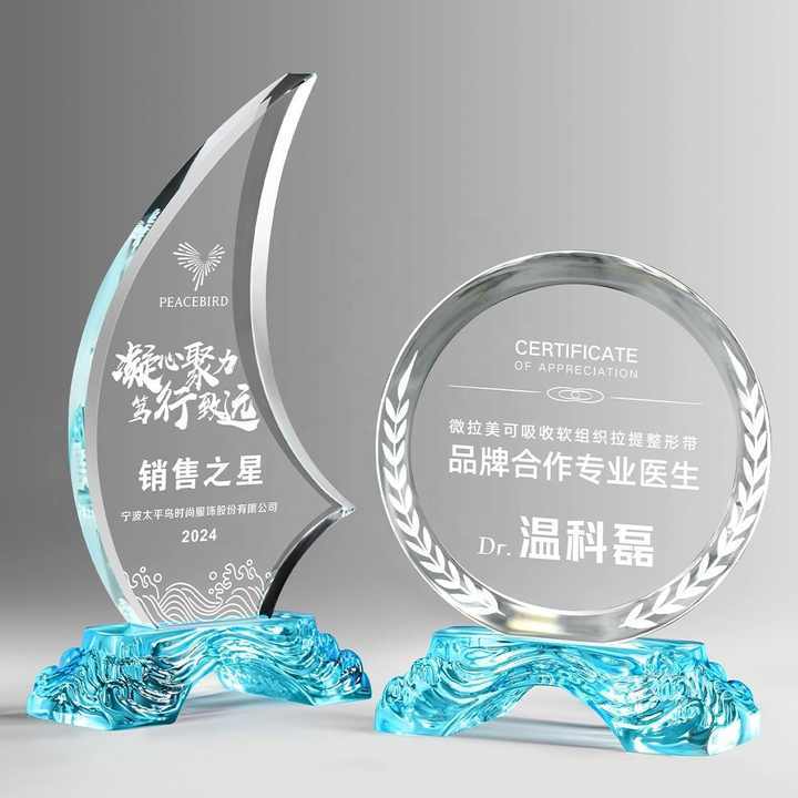 Honor Creative Crystal Trophy Wave Design Award Riding the Waves Prize Other Crystal Crafts Gift