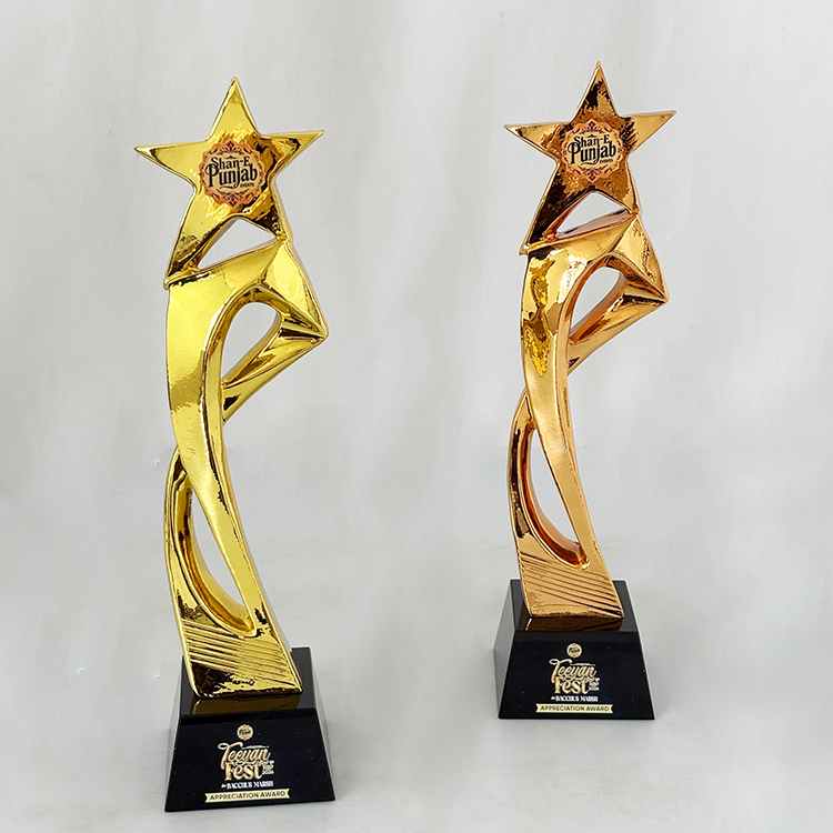 Gold Bronze Resin Star Crystal Plaque Crystal Trophy Award MH-LJ0450