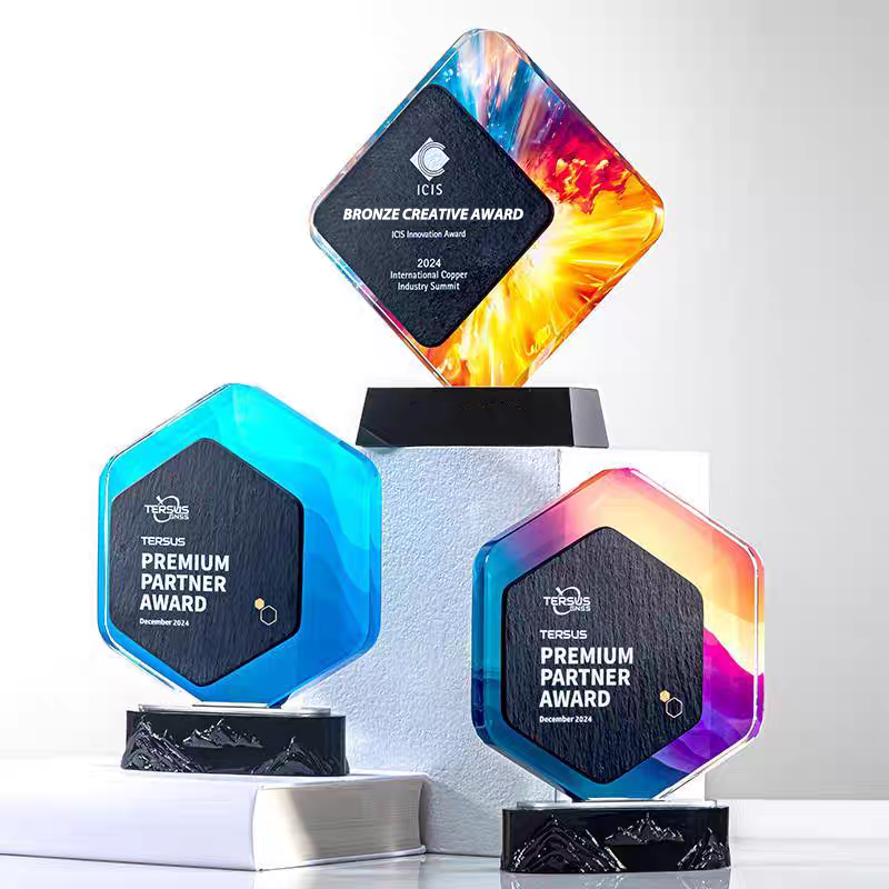 High Quality Honor Commemorative Laser Engraving Personalized Blank Marble Crystal Trophy