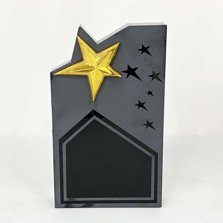 Black Crystal with Gold Metal Star Crystal Trophy Awards MH-MJ0738